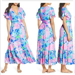 LILLY PULLITZER Jessi Midi Dress in Peony For Your Thoughts *NWT* SZ S